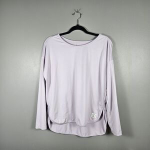 Sam Edelman Womens Small Light Lavender Hi Low Hem Long Sleeve Top Crew Neck